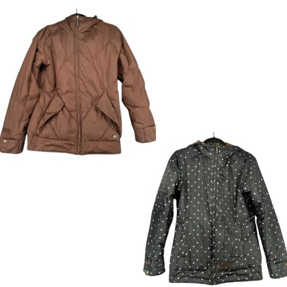 Burton Jacket Womens Size Medium‎ Black Brown DryRide Reversible Bliss Down Fill